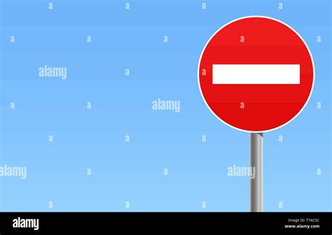 Red Entry Forbidden Road Or Street Sign With Blue Sky Background Vector