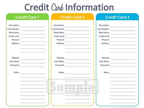 Check spelling or type a new query. Credit Card Information Printable - EDITABLE - Personal Finance Organizing -… | Finance ...
