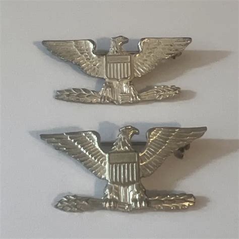 2 Vintage Wwii Sterling Silver Eagle Colonel Rank Military Insignia