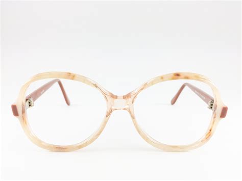 80s vintage eyeglass frame nos clear brown and cream glasses
