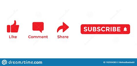 Like Comment Share And Subscribe Icon Set For Channel Vector