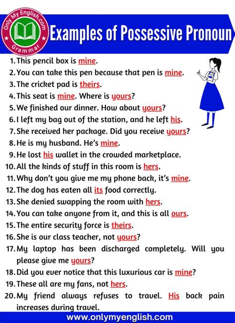 Examples Of Possessive Pronouns In Sentences English Vocabulary Words Possessive Pronoun