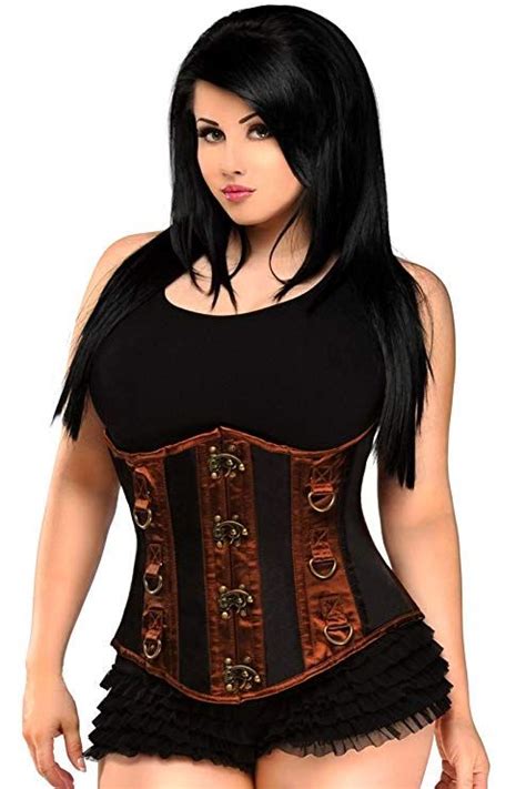 Daisy Corsets Womens Black And Brown Steel Boned Underbust Corset