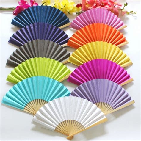 Free Shipping 50pcslot Colorful Hand Held Paper Fan For Wedding With