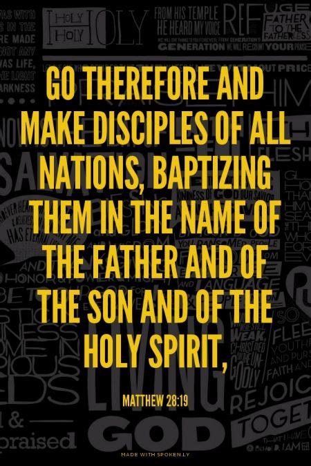 Authoritative information about the hymn text lord of the nations, father of all, with lyrics. Matthew 28:19 (HCSB) - Go, therefore, and make disciples ...