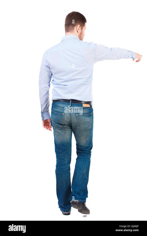 Back View Of Going Business Man Pointing Stock Photo Alamy