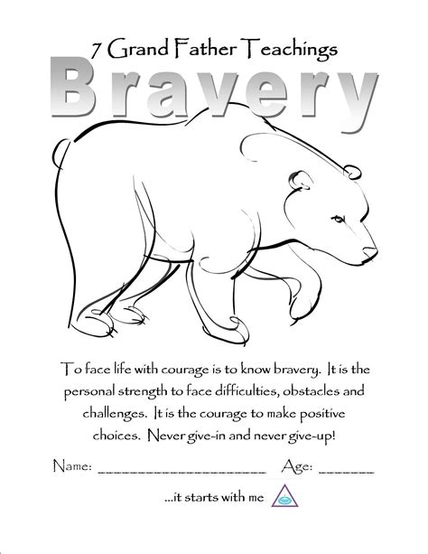 Bravery Color Page Wood Badge Bears Pinterest