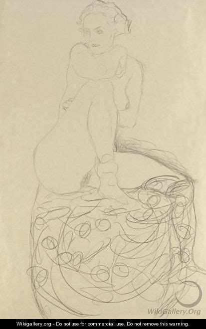 Mit Aufgestelltem Rechten Bein Sitzender Akt Seated Nude With Raised Right Leg Gustav Klimt