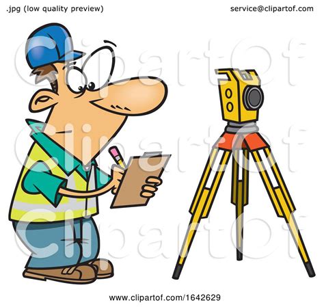 Cartoon White Male Surveyor Taking Notes By Toonaday 1642629