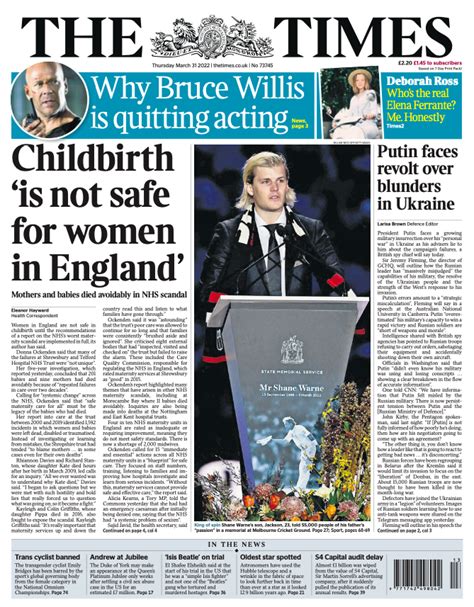 Times Front Page 31st Of March 2022 Tomorrow S Papers Today