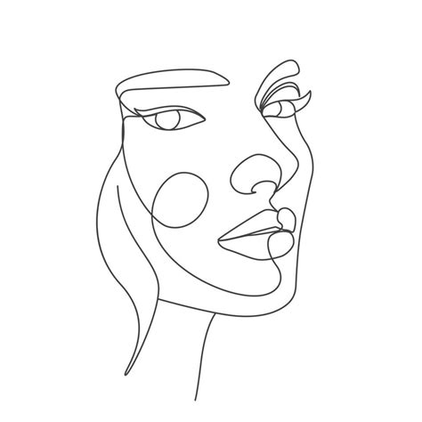 One Line Art Woman Face Elegant Linear Drawing 12607393 Vector Art At
