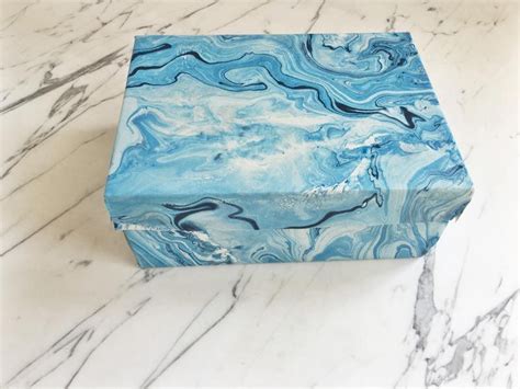 Diy Blue Marble Box 9 Marble Box Marble Painting Painted Boxes