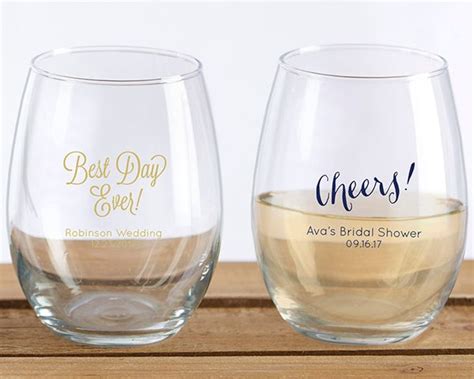 Personalized Stemless Wine Glass Party Favors By Kate Aspen Stemless Wine Glass Wedding