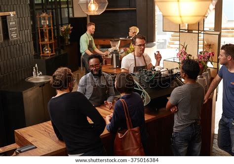 Baristas Behind Counter Busy Coffee Shop Stock Photo Edit Now 375016384