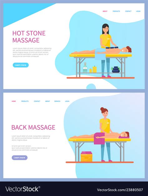 Hot Stone And Back Massages Online Web Page Vector Image