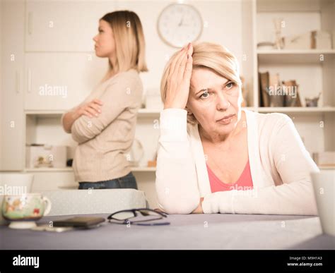 Angry Mom And Her Adult Daughter Quarrel At Home Stock Photo Alamy