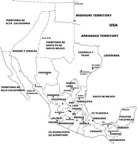 Map Republic Of Mexico 1824