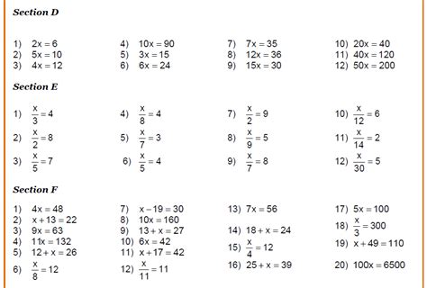 Solving Linear Equations Worksheets From Level For Ks Maths
