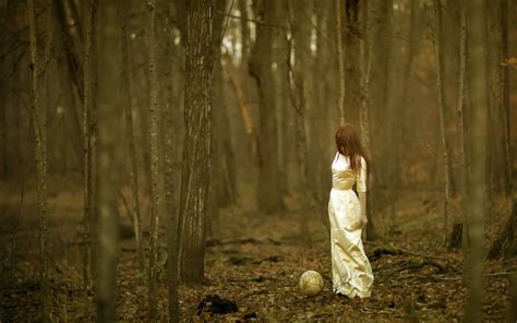 The Girl In The Woods With A Globe Wallpapers And Images Wallpapers