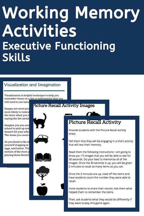 Working Memory Activities Memory Activities Activity Workbook Kids