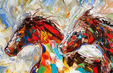 Palette Knife Painters International Wild Horses Abstract Horse Painting By Karen Tarlton