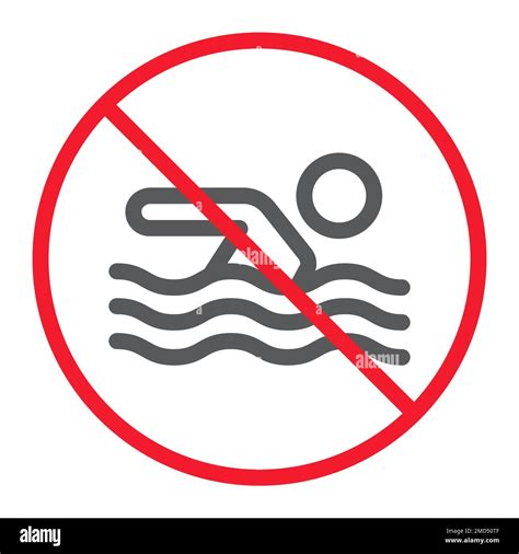 No Swimming Line Icon Prohibition And Forbidden No Swim Sign Vector