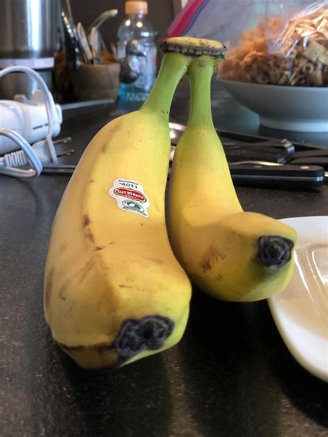 Double Banana Next To Regular Banana Unpeeled In Comments R