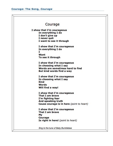 Teach This Courage Song To The Class Students May Present The Song At