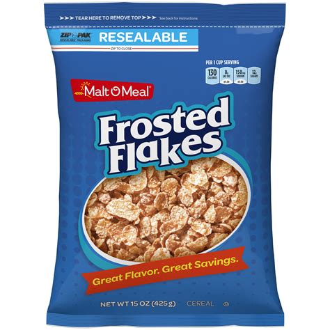 Malt O Meal Frosted Flakes Cereal 15 Oz Zip Pak
