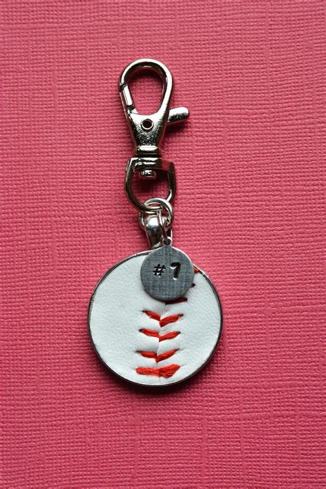 Real Baseball Keychain With Personalized Number