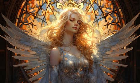 Premium Ai Image A Heavenly Sight A Female Angel Gracefully Spreads Her Wings Designe