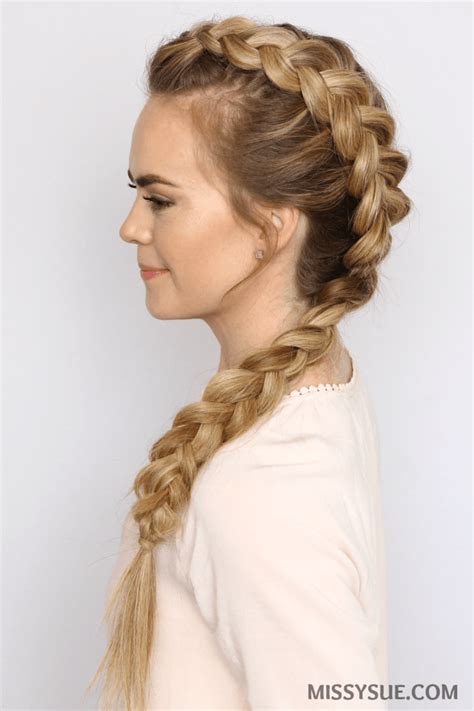 side mohawk dutch braid tutorial mohawk braid side braid hairstyles heatless hairstyles