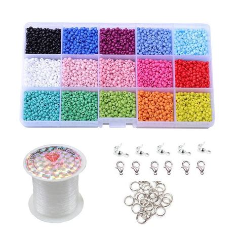 7500pcs Seed Bead Kit Jewelry Making Kit Assorted Glass Seed Beads Solid Color Multicolor Diy
