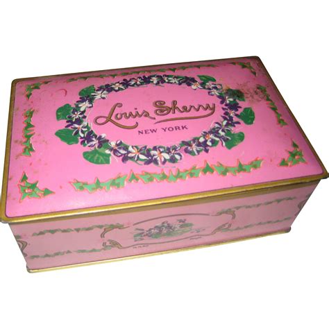 Mid Century Pink Louis Sherry Tin Filled With Vintage Buttons From