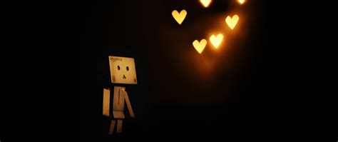 2560x1080 Resolution Robot Toy And Hearts With Lights 2560x1080