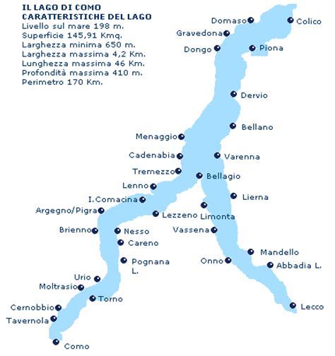 Langs al deze meren vind je de mooiste campings van italie. Lake Como Italy - map of the places