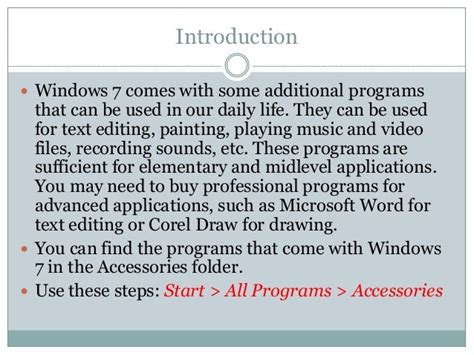 Windows 7 Accessories