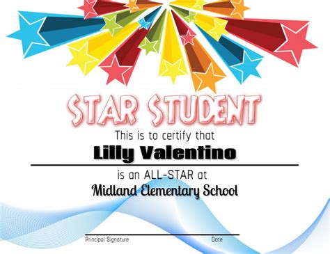 Star Student Certificate Free Printable