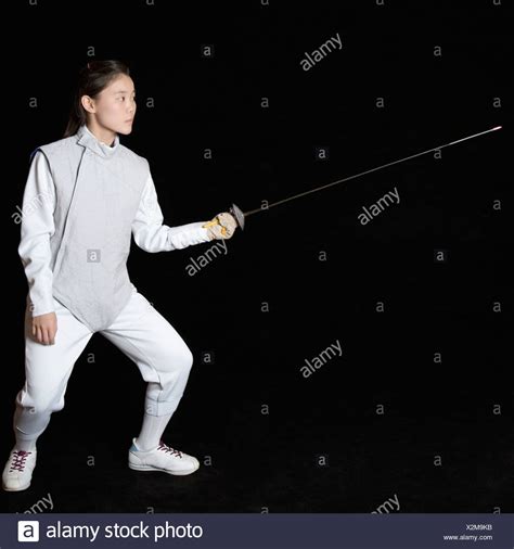 Female Fencer Holding Fencing Foil High Resolution Stock Photography And Images Alamy