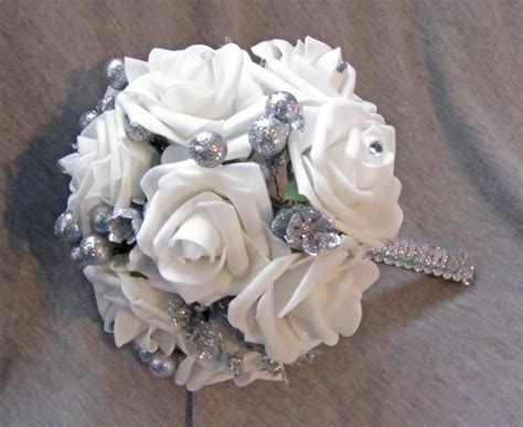 White lace flowers set of 12 handmade fabric rosettes wedding decor bridal wedding party favor rustic wedding bouquet shabby chic roses tatianaday 4.5 out of 5 stars (354) Winter Wonderland Wedding Bouquet White Realistic Roses ...