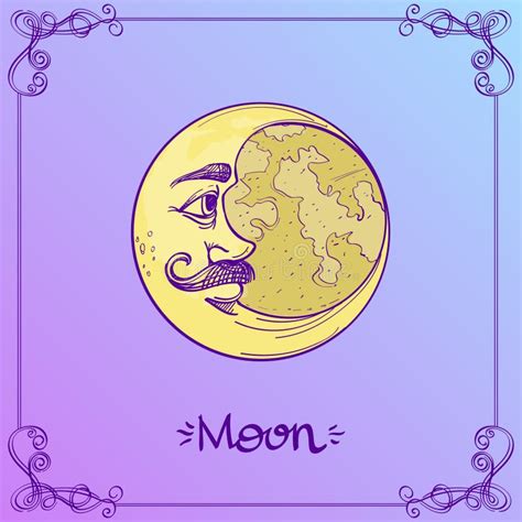 Moon Stylized Illustration Of The Moon In The Hand Drawing Style Stock