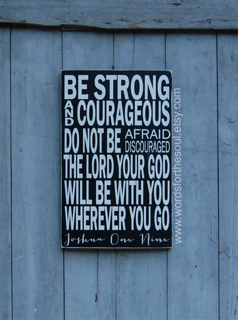 Be Strong Courageous Joshua 19 Christian Typography Scripture Art Sign