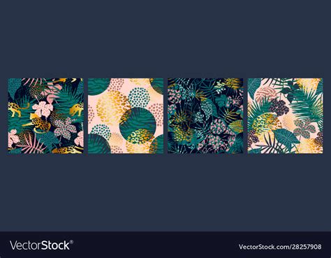 Trendy Seamless Exotic Patterns With Palm Animal Vector Image