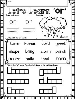 Or Bossy R Word Work Phonics Printables R Controlled By Tweet Resources