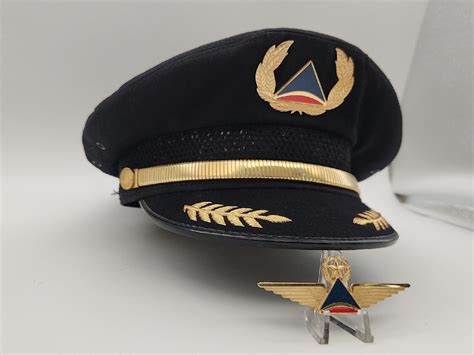 Delta Airlines Pilot Hat And Hat Piece Bancroft Brand Pilot Wings Aka
