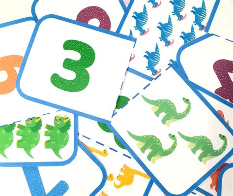 Dinosaur Counting Cards Numbers Learning Preschool Etsy