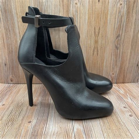 Vince Shoes Vince Sonia Black Leather High Heel Ankle Cut Out Booties Sz 7 Poshmark
