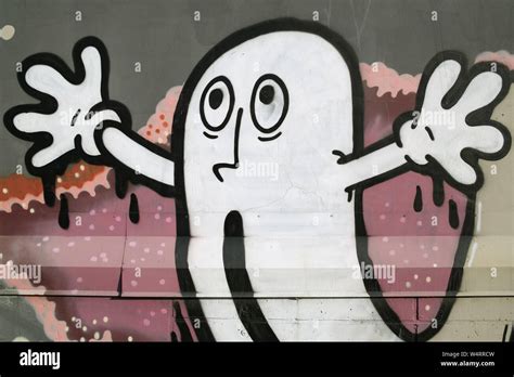 Part Of A Graffiti With The Iconografic Image Of A Ghost Stock Photo