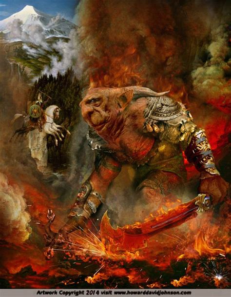 Painting Of Odin Fighting Surtur Demon King Daemon Lord Norse