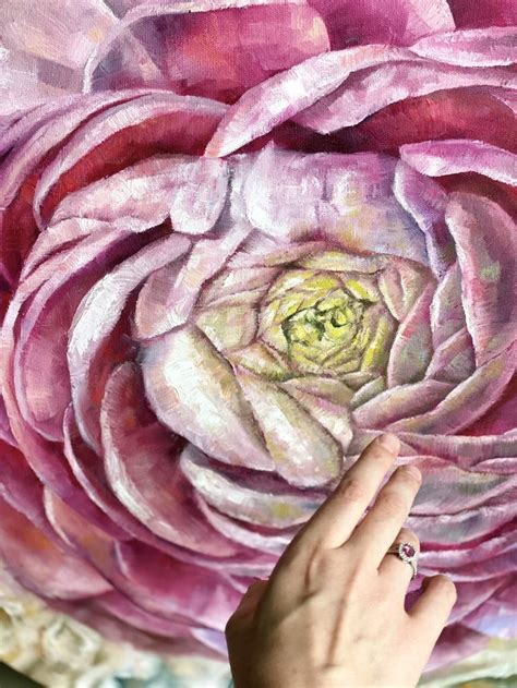 Ranunculus Botanical Oil Painting Painting By Anastasiia Huseynova